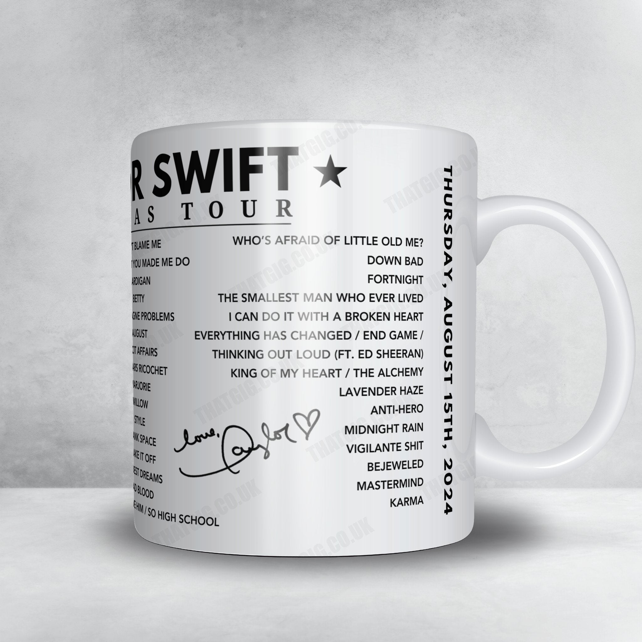 Taylor Swift Setlist Poster - Wembley, London - 15th August 2024