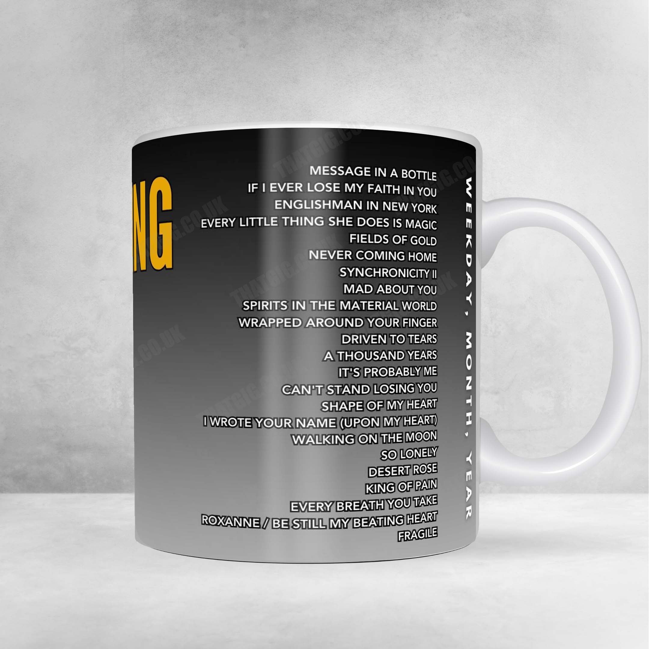 Sting Setlist Mug - Bellahouston Park, Glasgow - June 25th, 2025