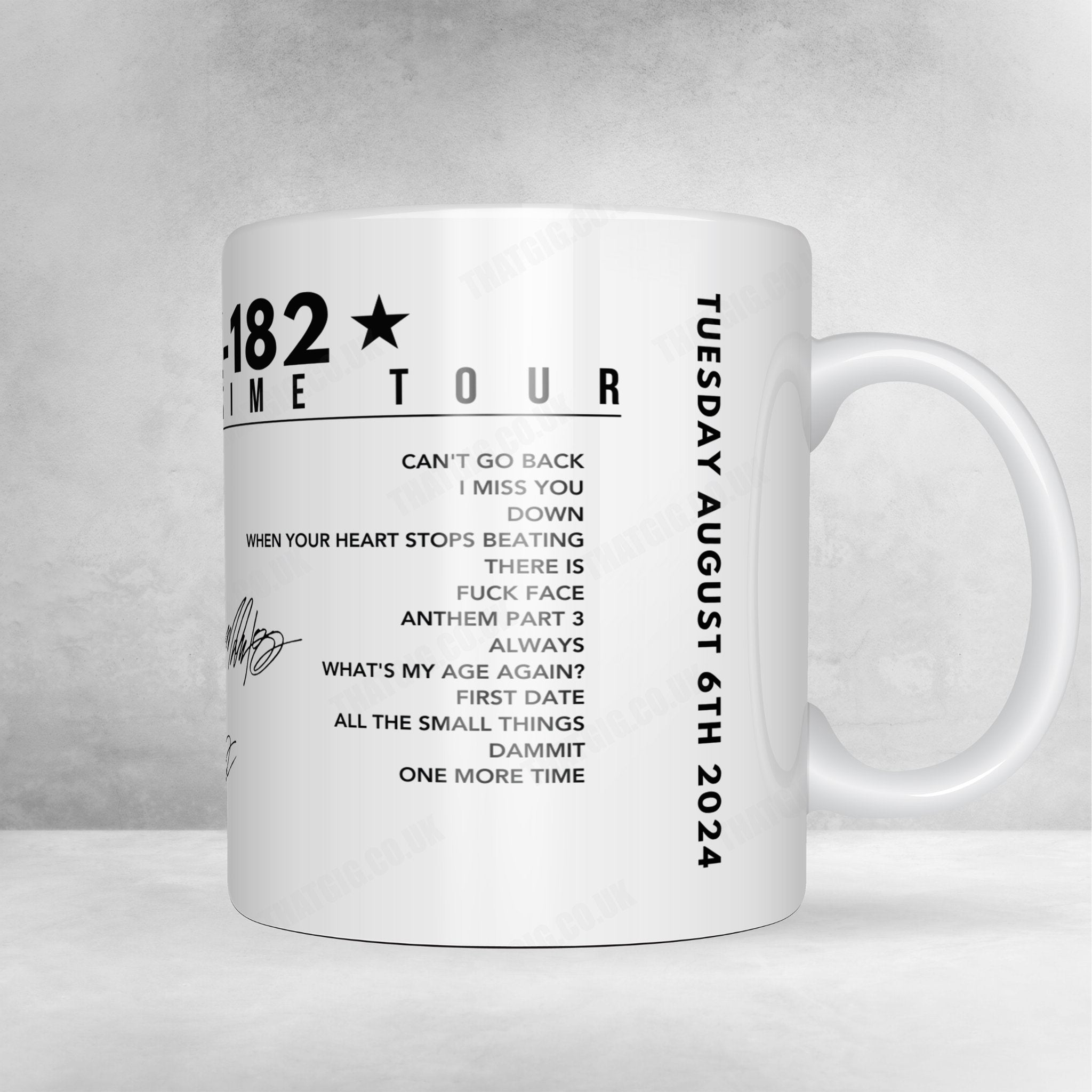 Blink-182 Setlist Mug - Fiserv Forum, Milwaukee - August 6th, 2024