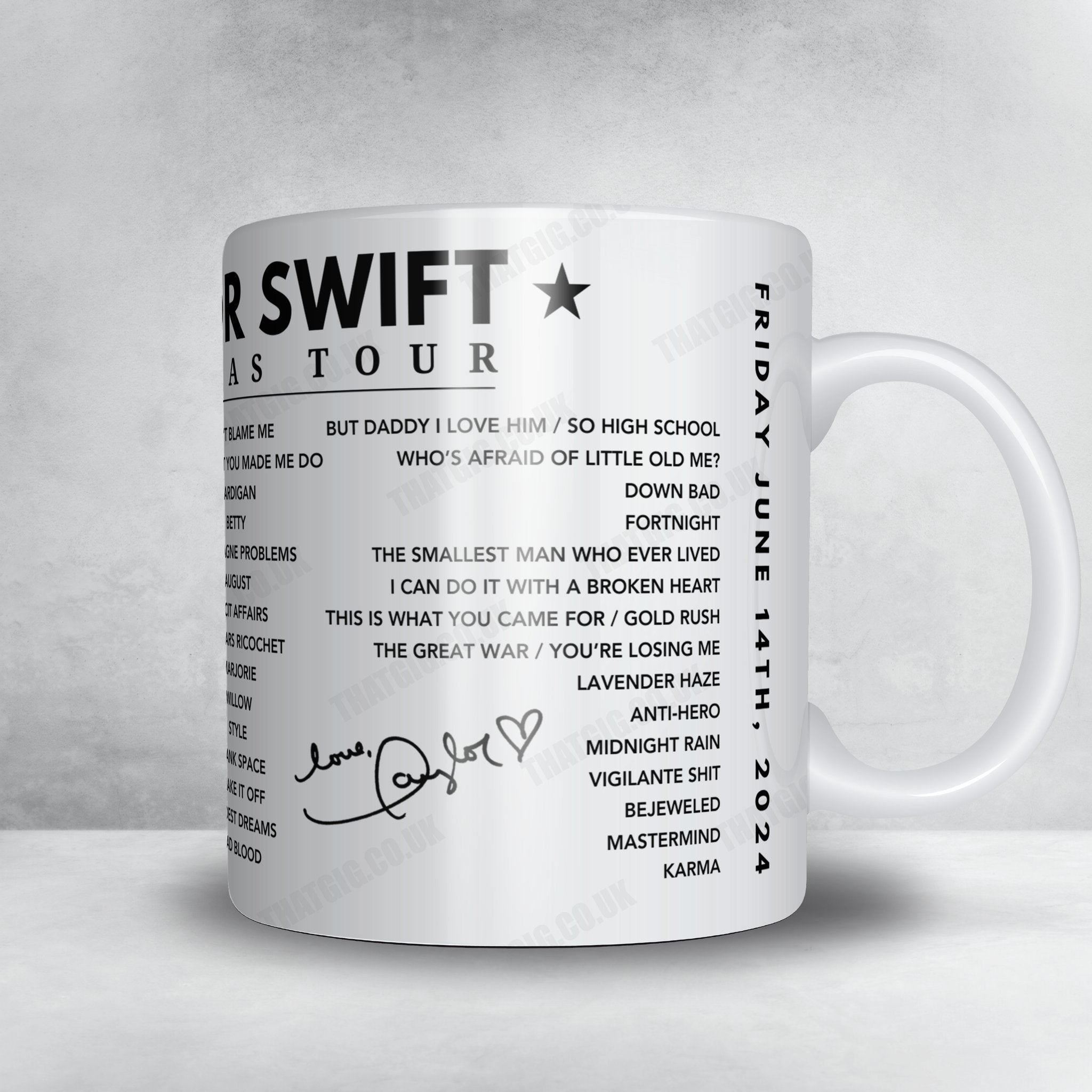 Taylor Swift Setlist Poster - Anfield, Liverpool, 14th June 2024