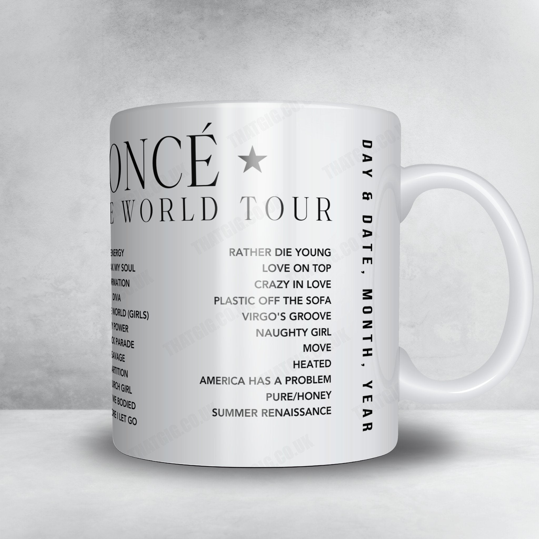 Beyoncé Setlist Mug - Ford Field, Detroit - July 26th, 2023