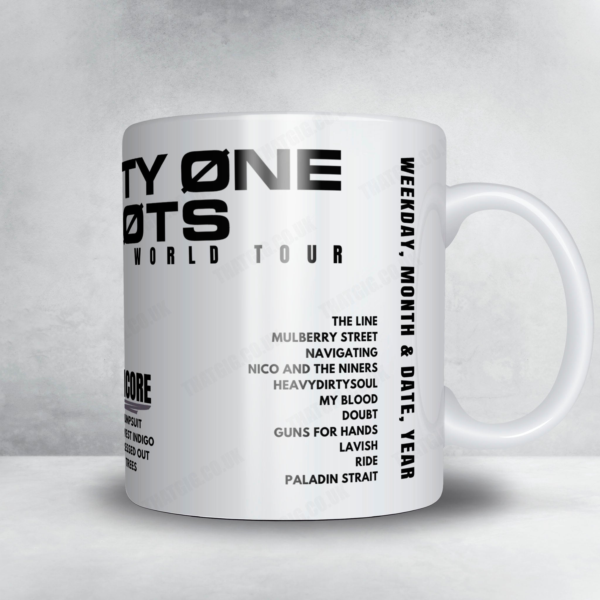 twenty one pilots Setlist Mug - The OVO Hydro, Glasgow - May 5th, 2025