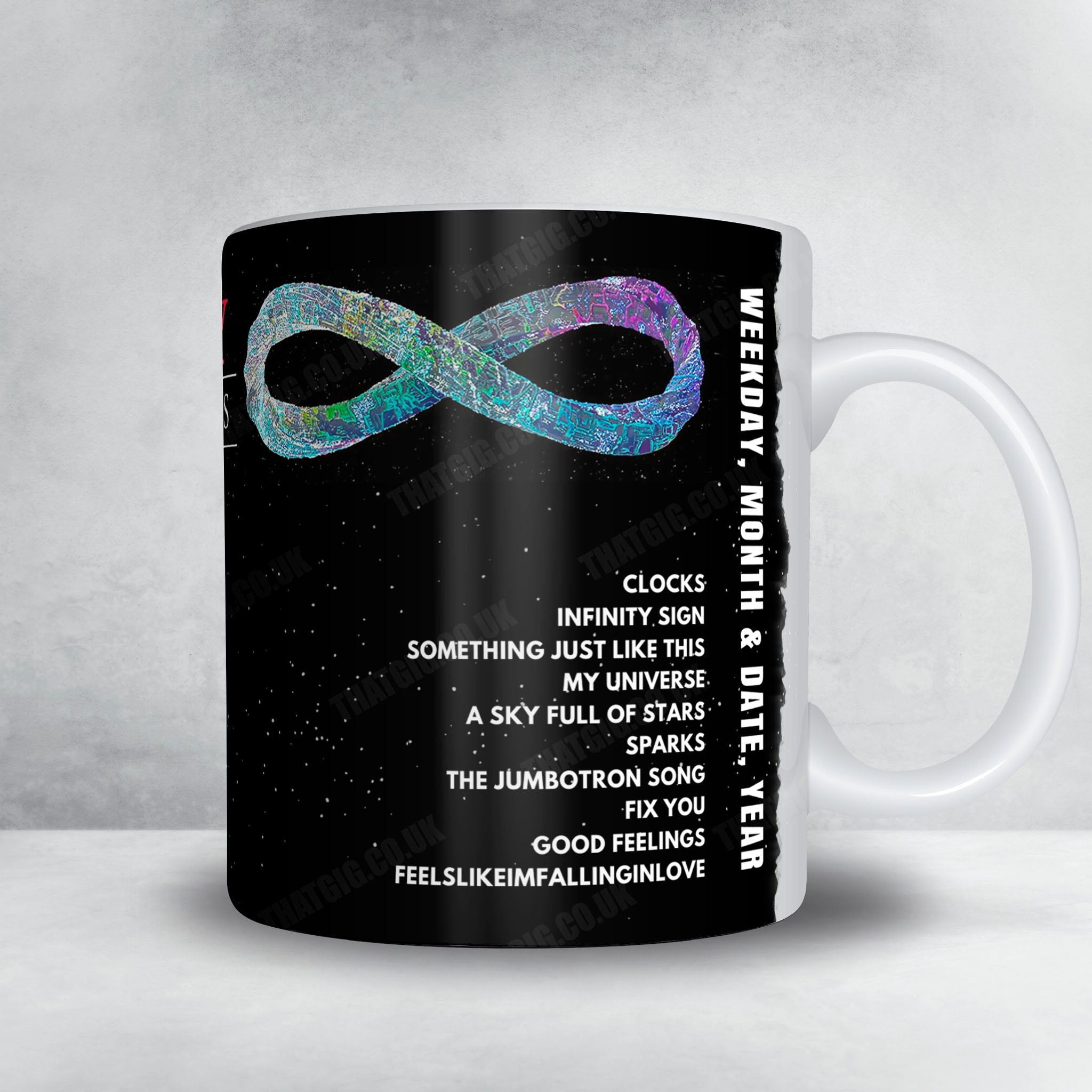 Coldplay Setlist Mug - Letzigrund Stadion, Zurich - July 1st, 2023