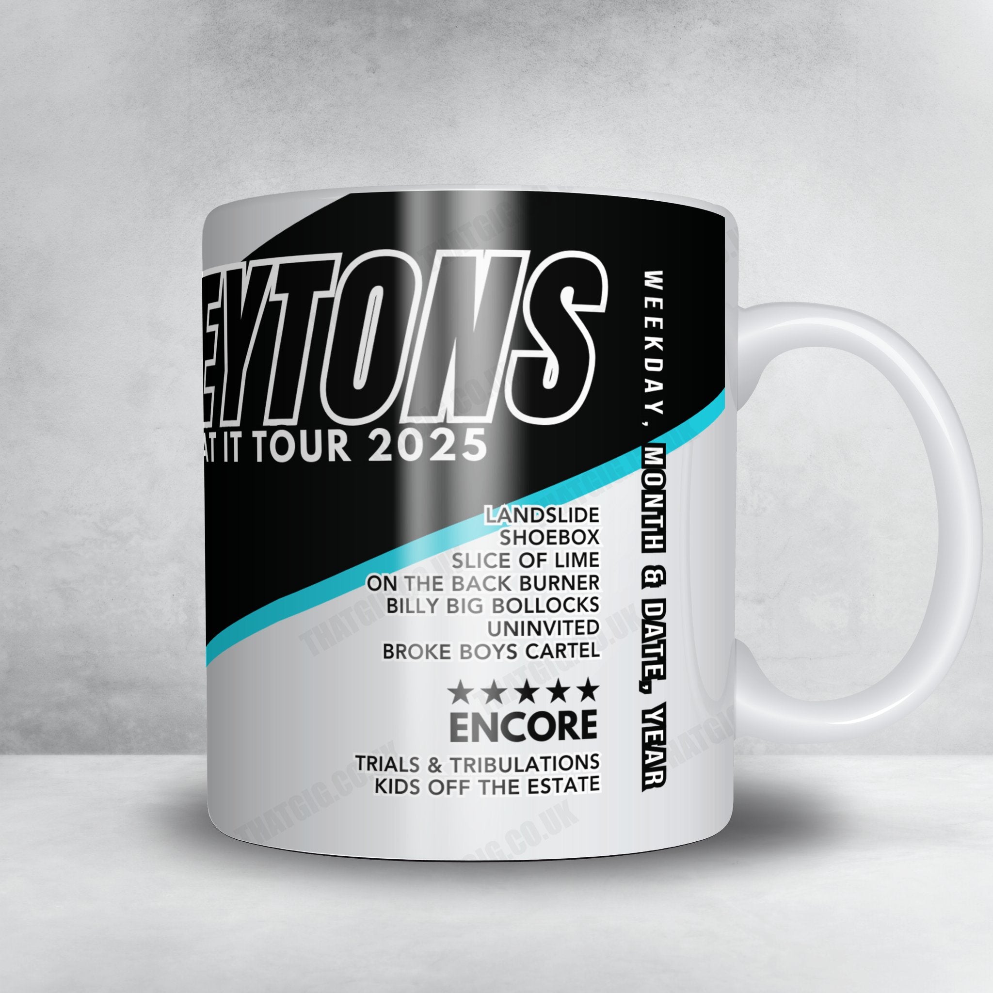 The Reytons Setlist Mug - Tower Ballroom, Blackpool, England - February 14th, 2025