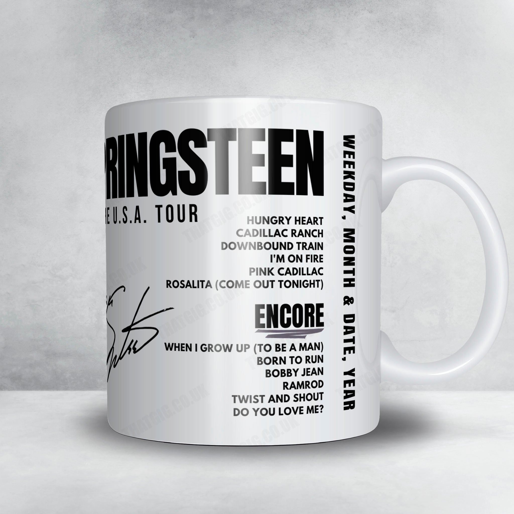 Bruce Springsteen Setlist Mug - Civic Arena, Pittsburgh - September 21st, 1984