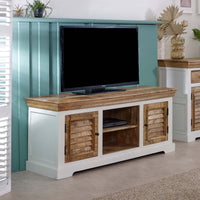Bianco Solid Mango Wood Tv Cabinet White