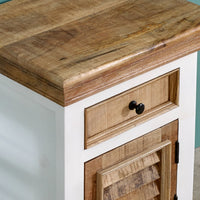 Bianco Solid Mango Wood White Bedside Cabinet with 1 Darwer & 1 Door