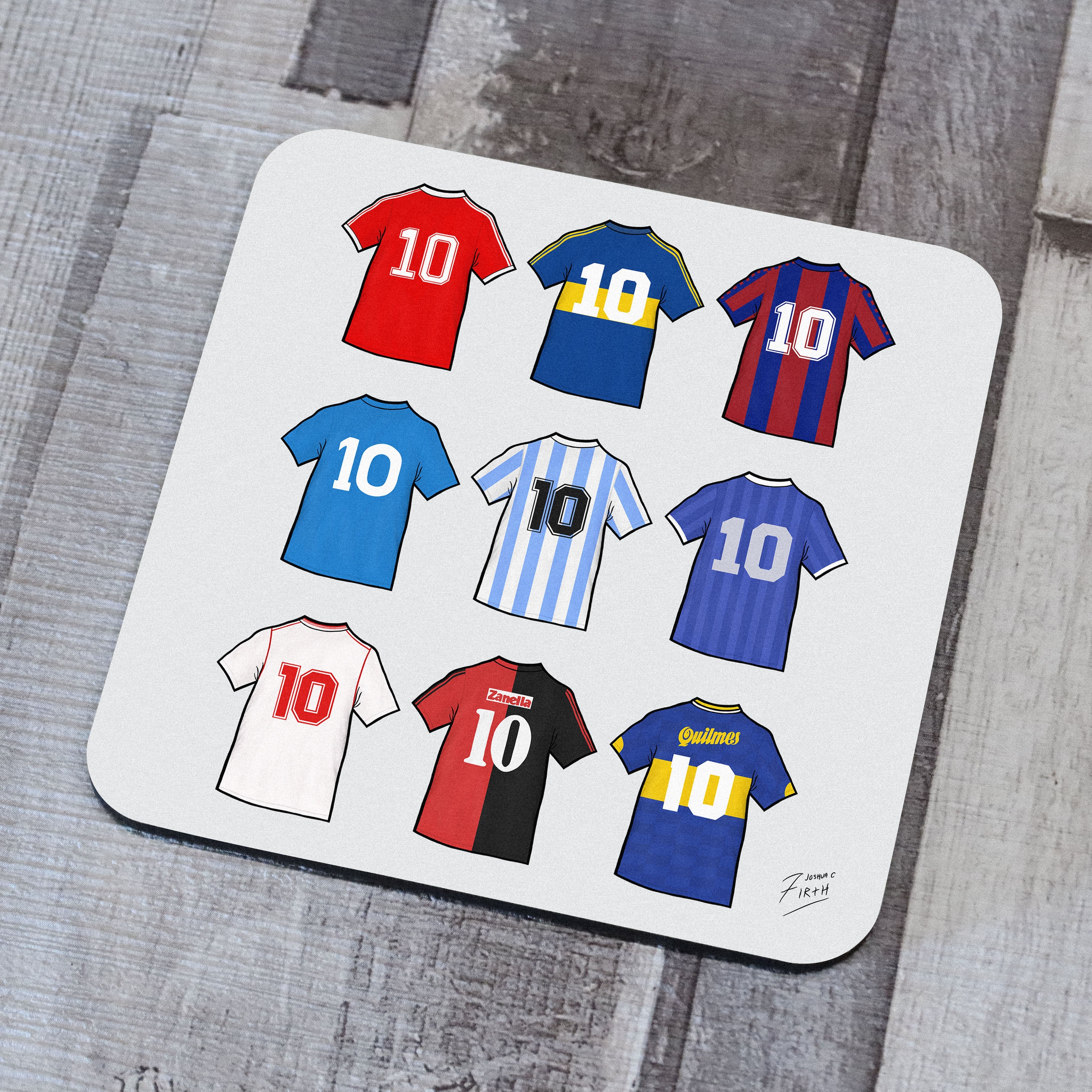 Diego Maradona Shirts Memorabilia Hand Sublimated Football Coaster