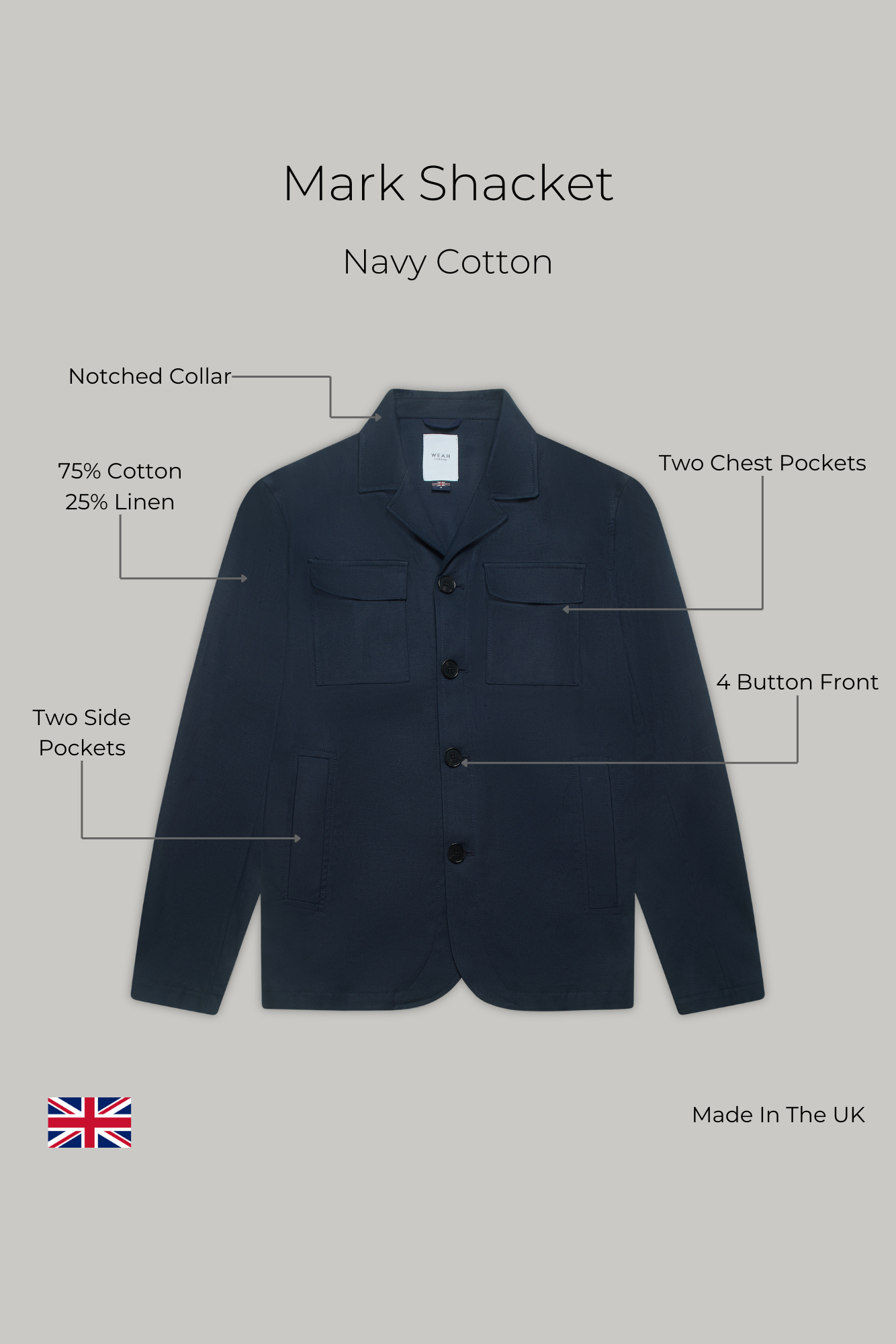 Mark Shacket - Navy Cotton