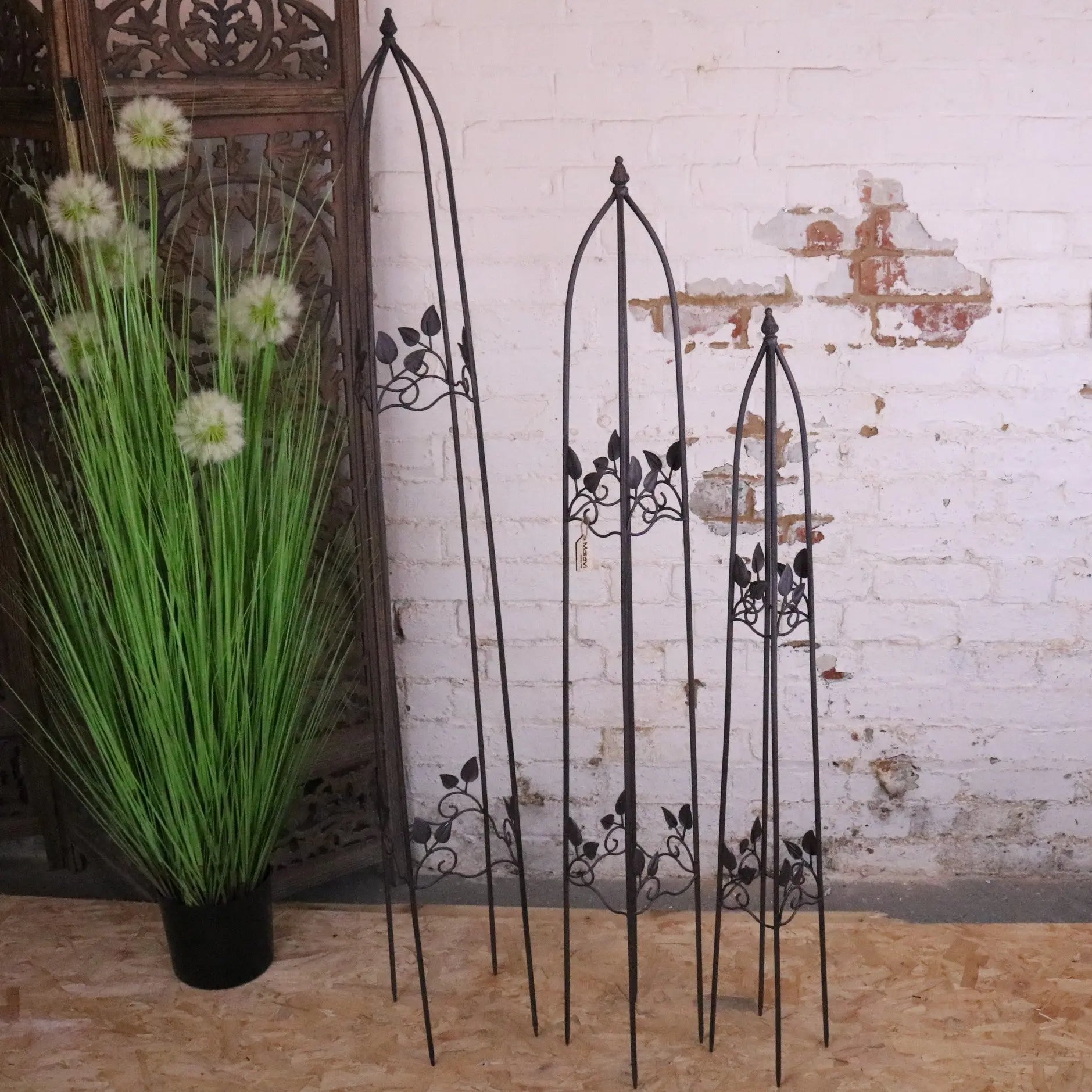Metal Garden Obelisks Set of 3 for Climbing Plants