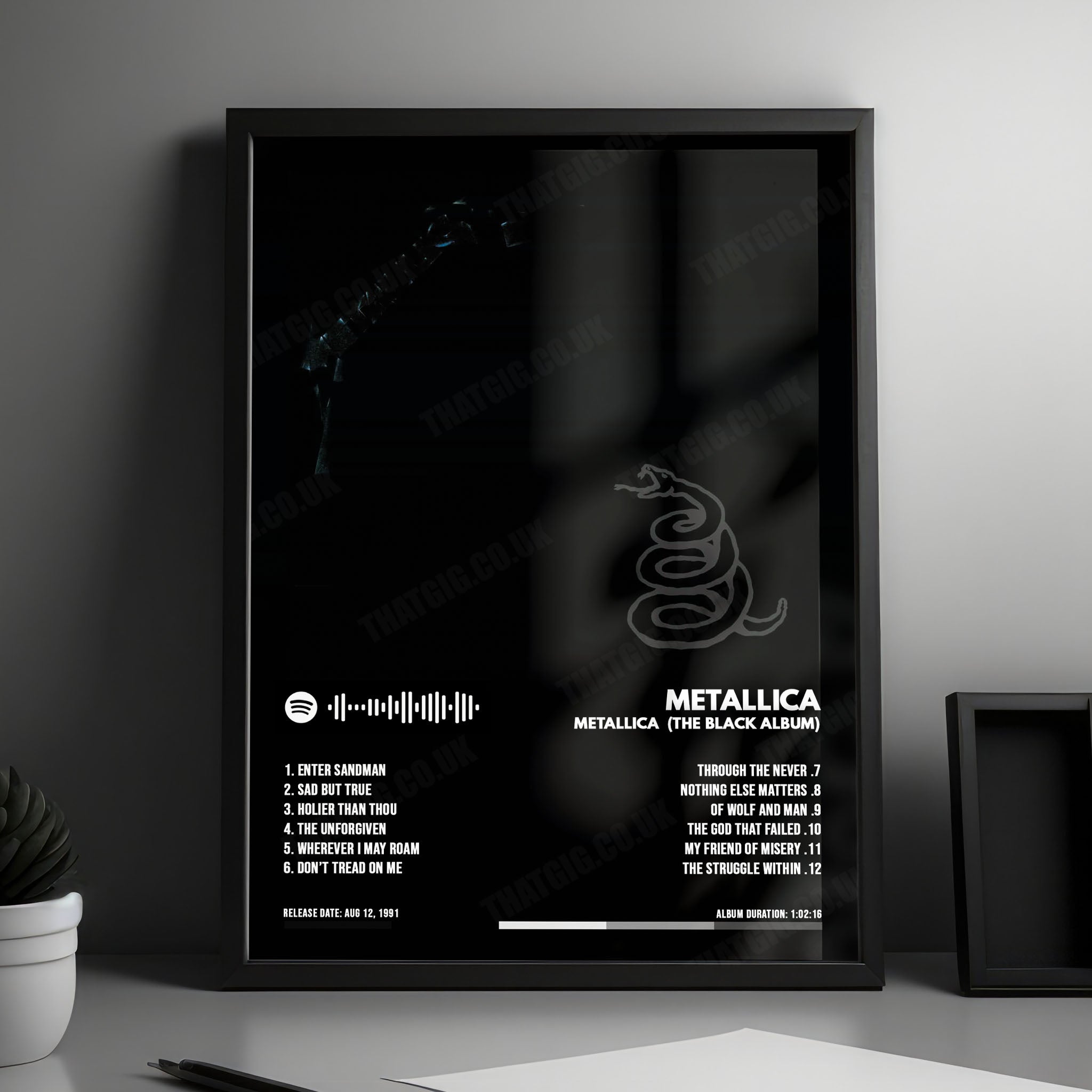 Metallica "Metallica" (The Black Album) Album Cover Poster - with Complete Tracklist