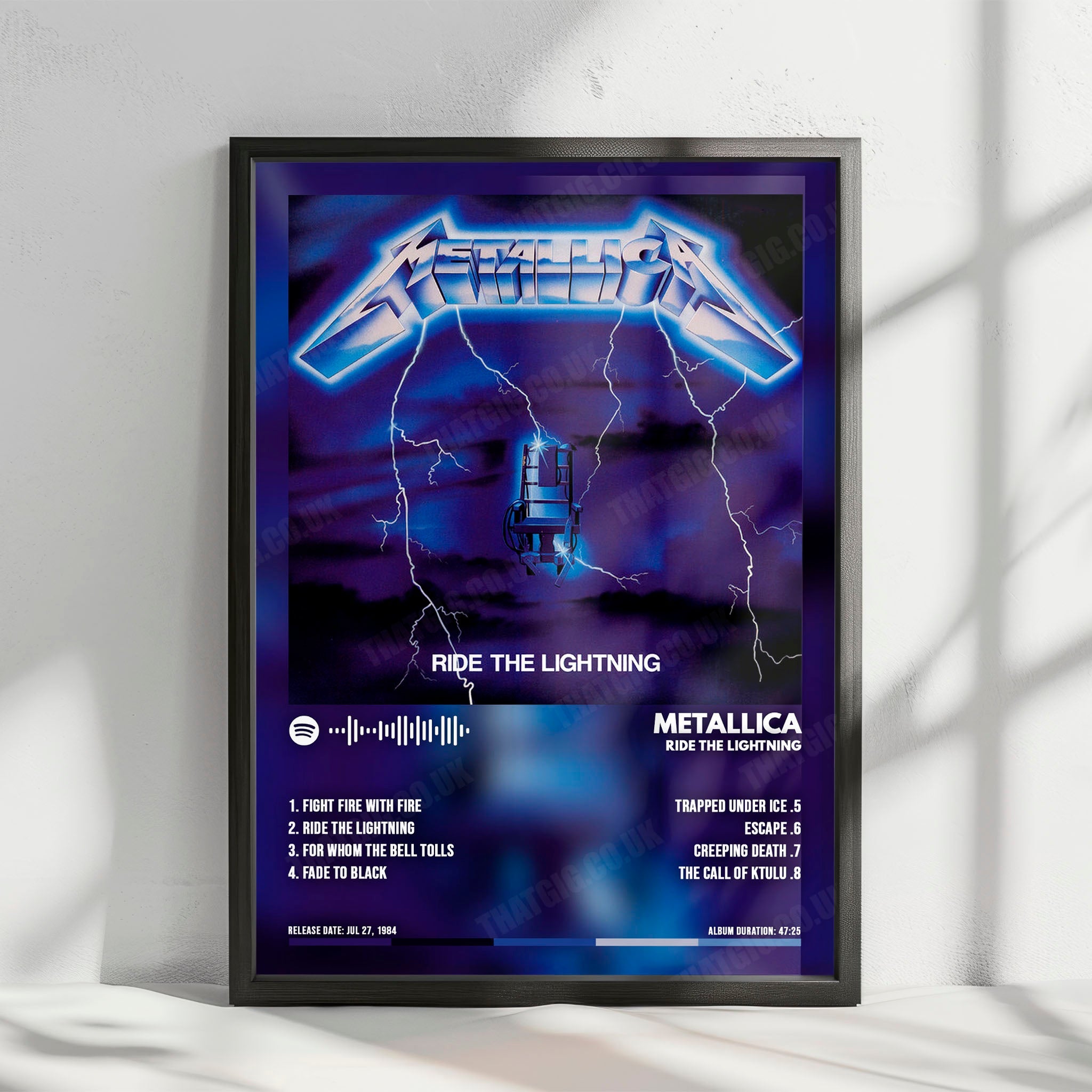 Metallica "Ride the Lightning" Album Cover Poster - with Complete Tracklist