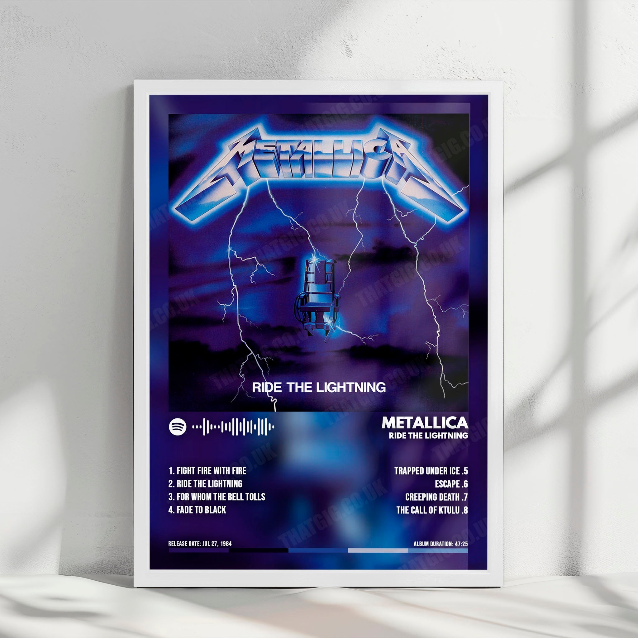 Metallica "Ride the Lightning" Album Cover Poster - with Complete Tracklist