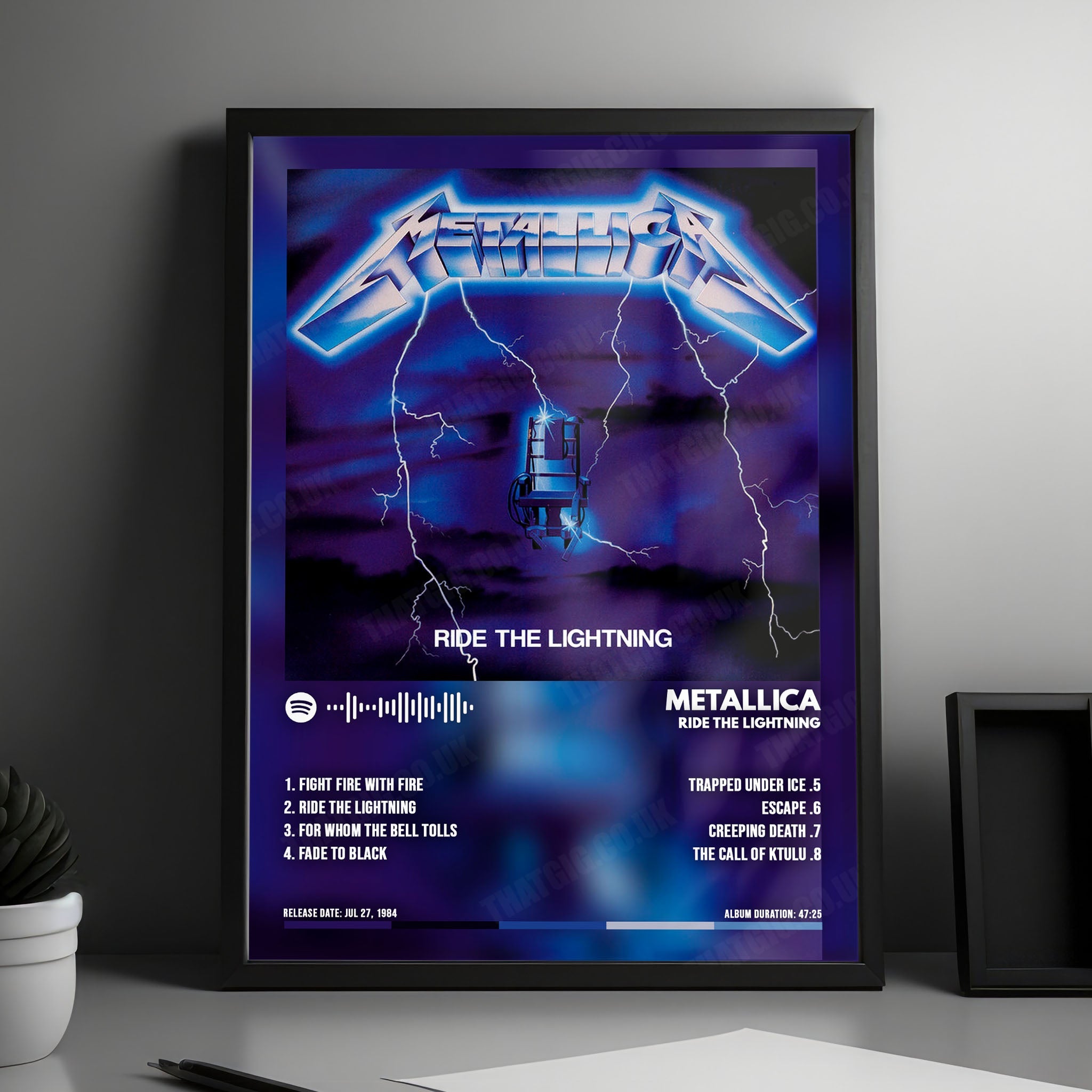 Metallica "Ride the Lightning" Album Cover Poster - with Complete Tracklist