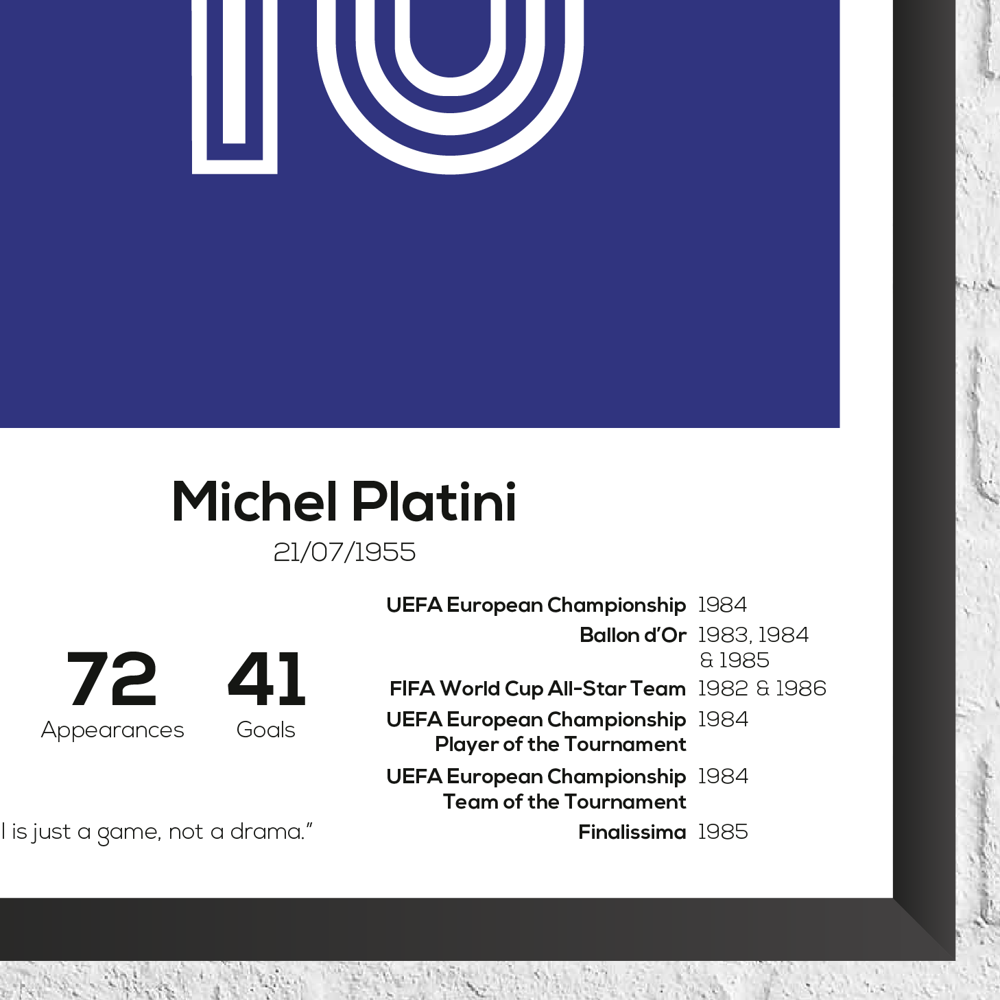 Michel Platini France Legend Stats Print