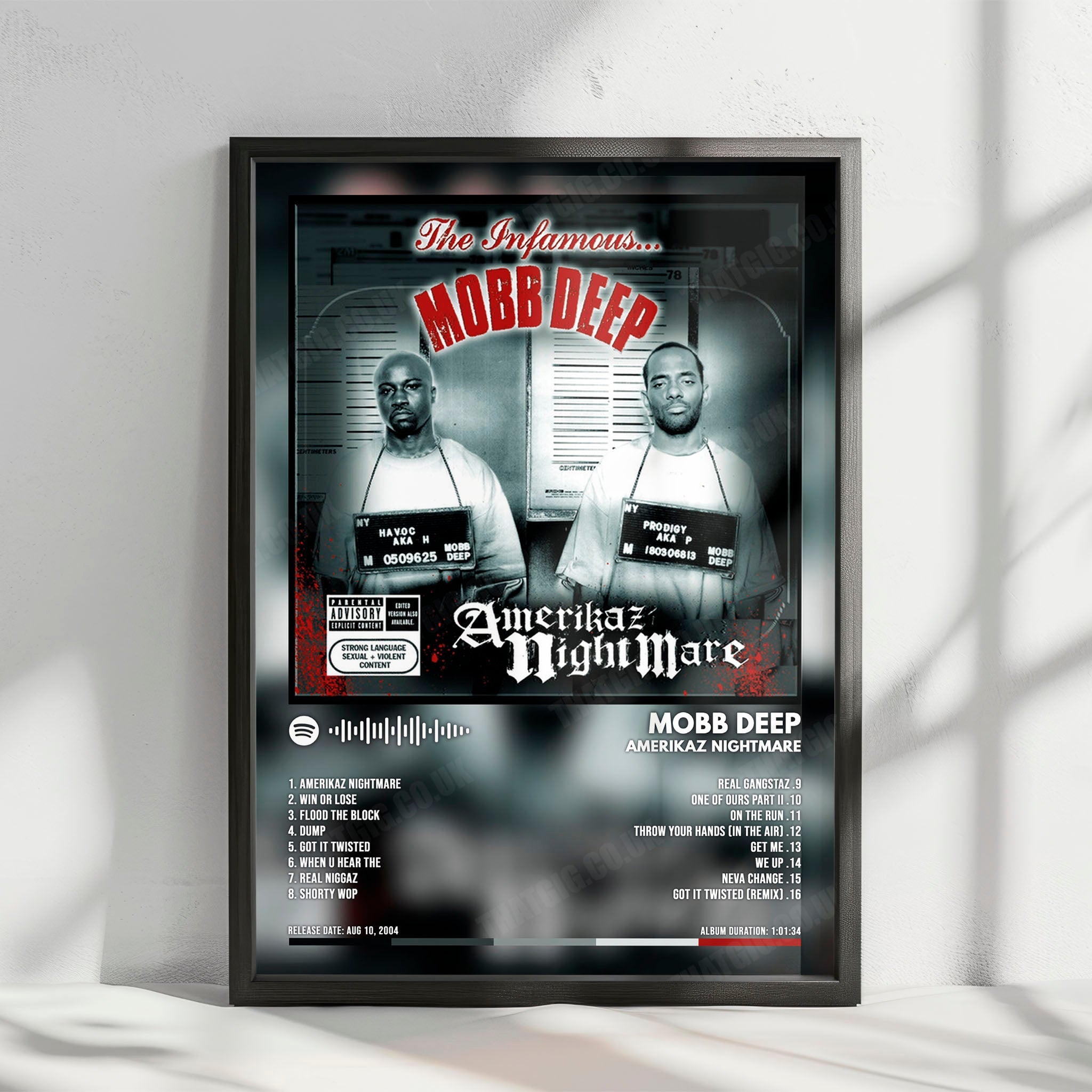 Mobb Deep "Amerikaz Nightmare" Album Cover Poster - with Complete Tracklist