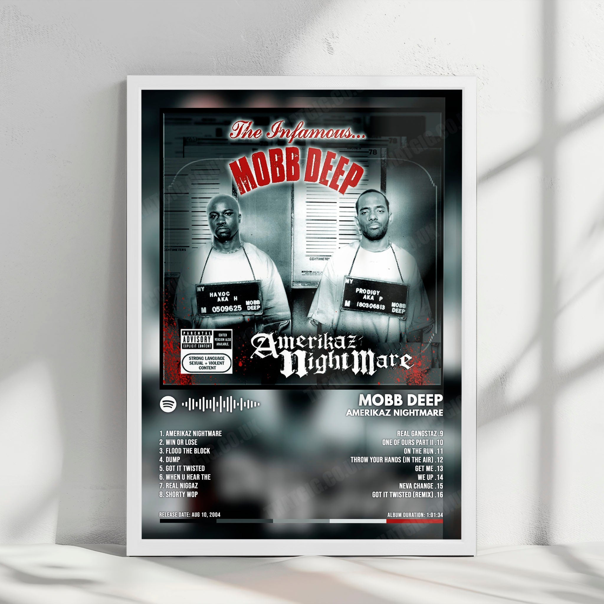 Mobb Deep "Amerikaz Nightmare" Album Cover Poster - with Complete Tracklist