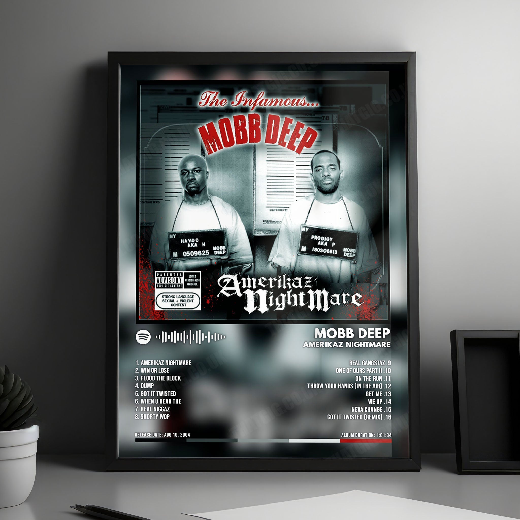 Mobb Deep "Amerikaz Nightmare" Album Cover Poster - with Complete Tracklist
