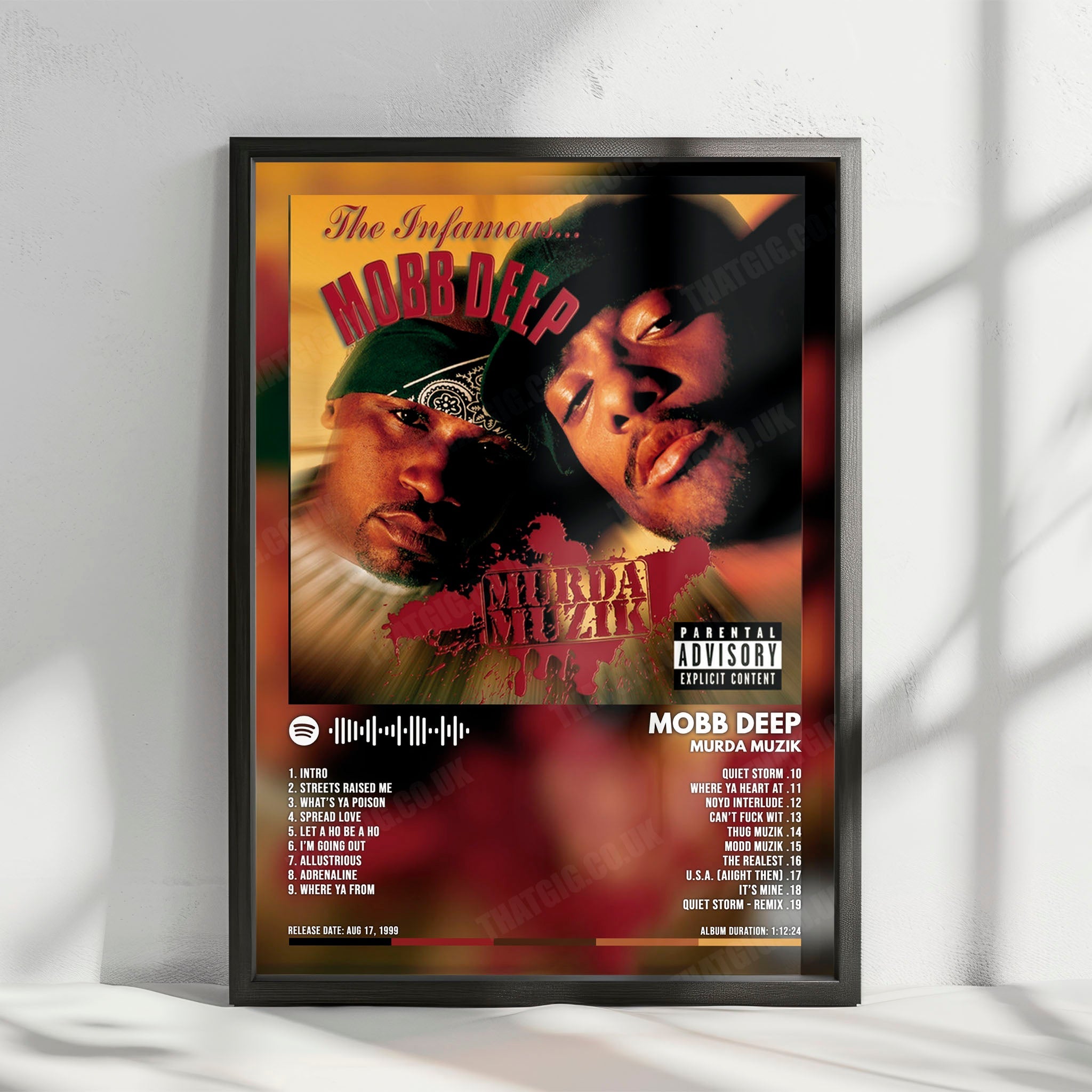 Mobb Deep "Murda Muzik" Album Cover Poster - with Complete Tracklist