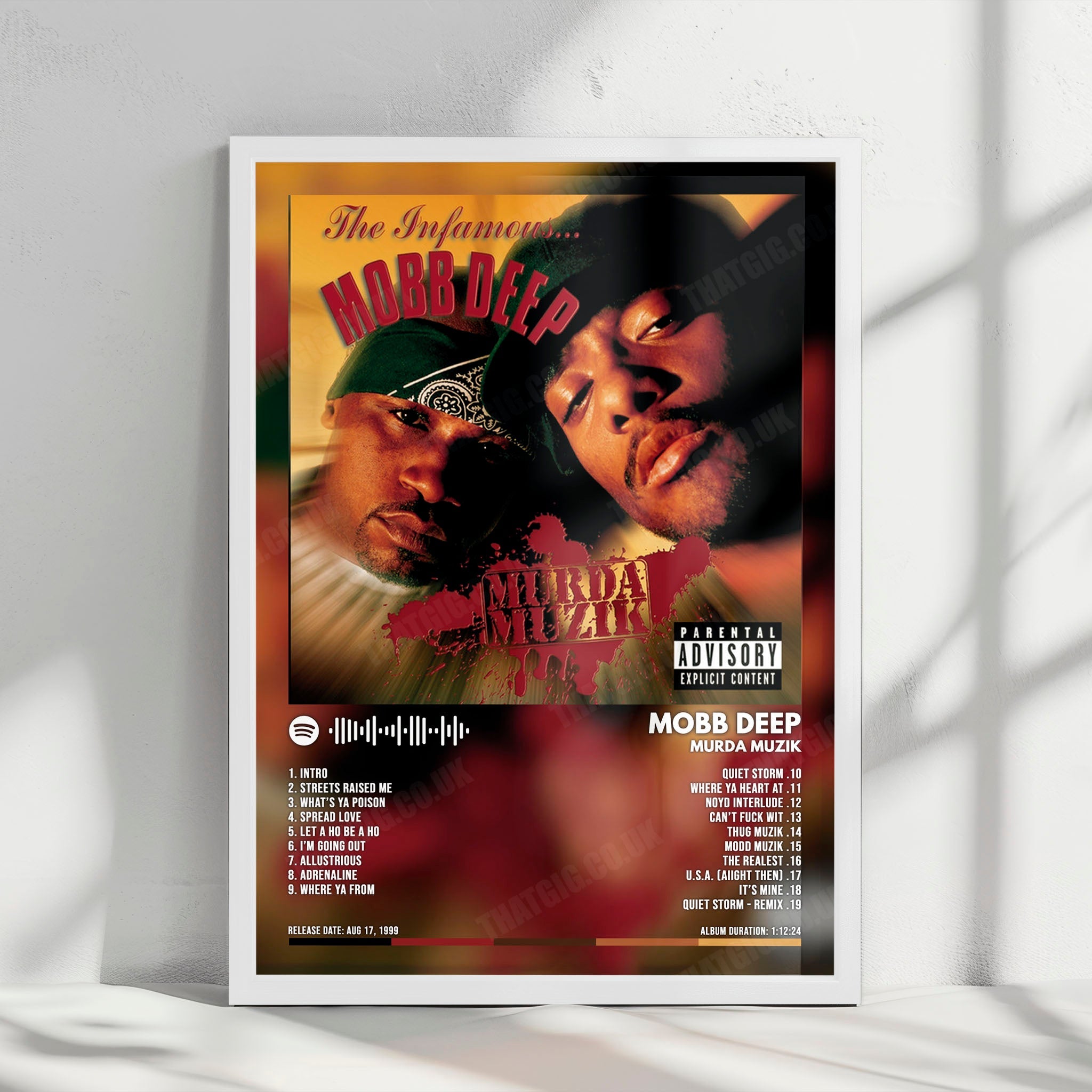 Mobb Deep "Murda Muzik" Album Cover Poster - with Complete Tracklist