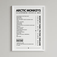 Arctic Monkeys Setlist Poster - at Glastonbury, Worthy Farm, England, on June 23rd, 2023