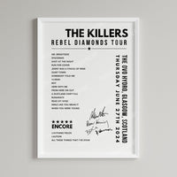 The Killers Setlist Poster - The OVO Hydro, Glasgow - June 27th, 2024