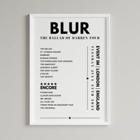 Blur Setlist Poster - Eventim Apollo, London - July 25th, 2023