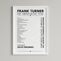 Frank Turner Setlist Poster - Broadway Boardwalk, Salisbury Beach - August 24th, 2024