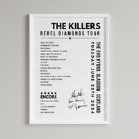 The Killers Setlist Poster - The OVO Hydro, Glasgow - June 25th, 2024