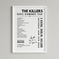 The Killers Setlist Poster - at the 3Arena, Dublin - June 15th, 2024