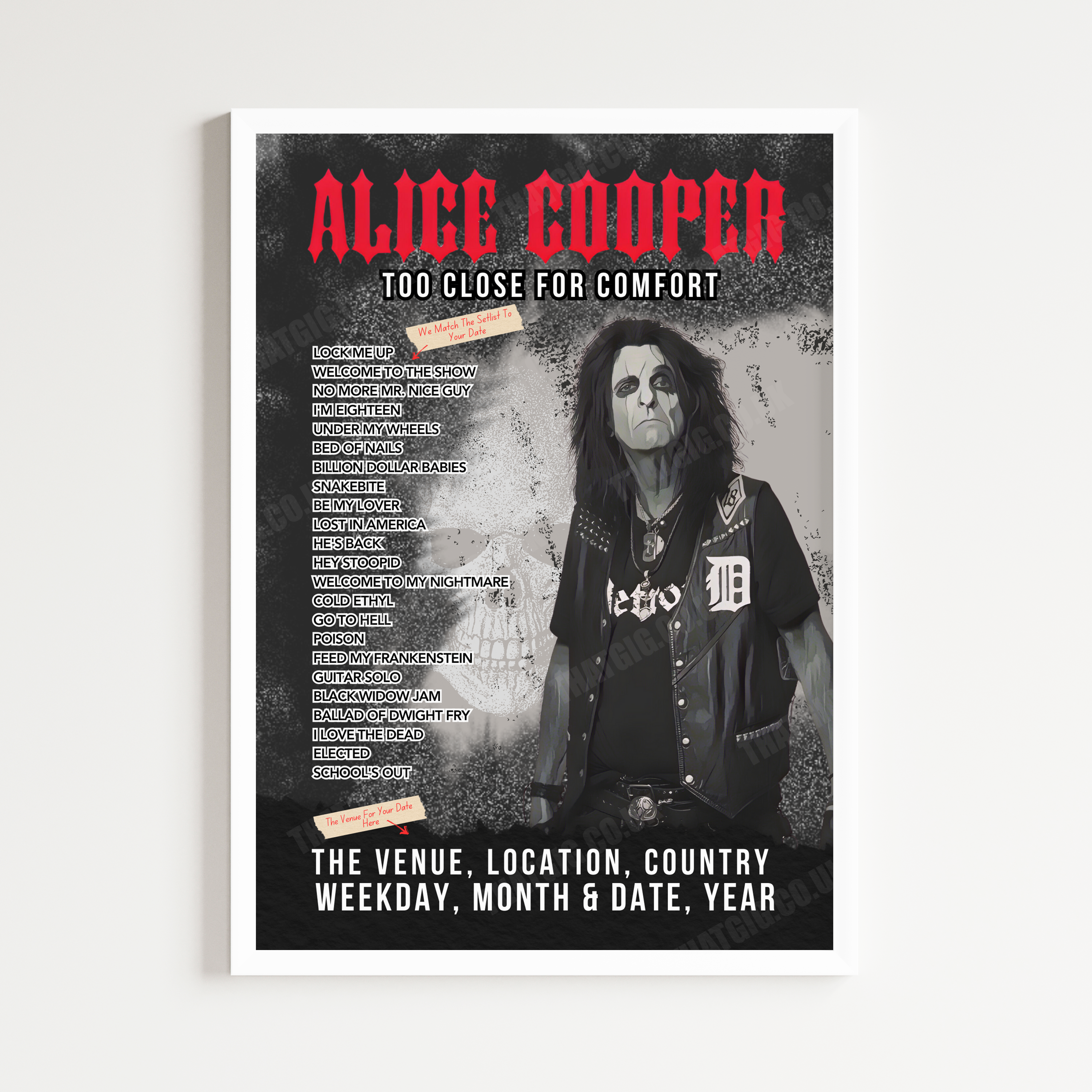 Alice Cooper Setlist Poster - The BayCare Sound, Clearwater - February 8th, 2025