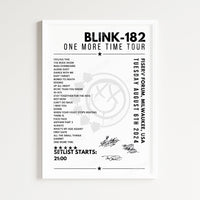 Blink-182 Setlist Poster - Fiserv Forum, Milwaukee - August 6th 2024