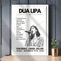 Dua Lipa Setlist Poster - Printworks, London - November 27th, 2020
