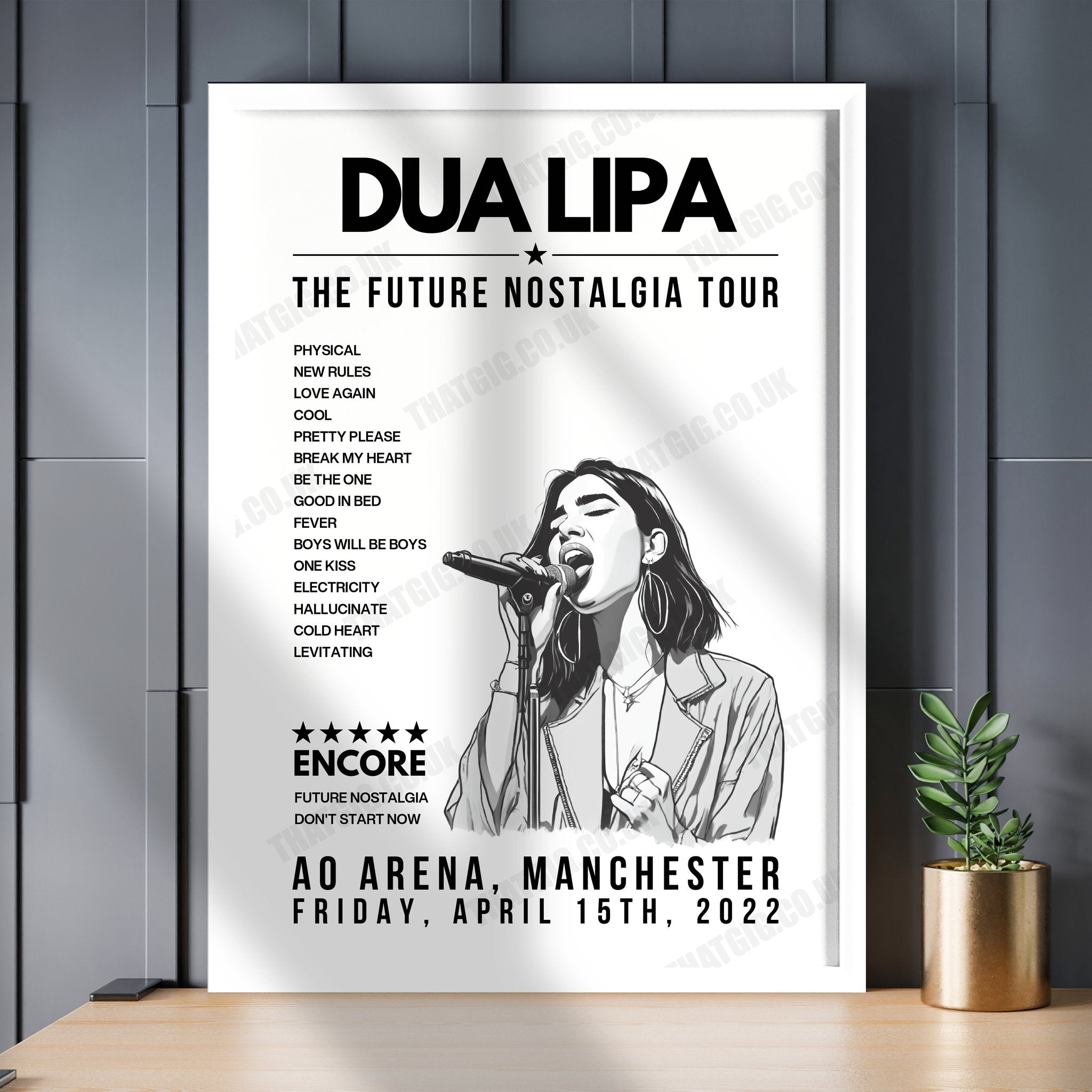 Dua Lipa Setlist Poster - AO Arena, Manchester - April 15th, 2022