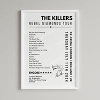 The Killers Setlist Poster - 02 Arena, London, England on July 11th, 2024