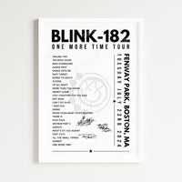 Blink-182 Setlist Poster - Fenway Park, Boston, USA - July 23rd, 2024