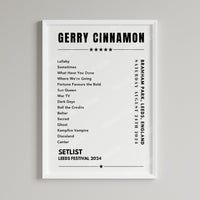 Gerry Cinnamon Setlist Poster - Bramham Park, Leeds Festival - August 24th 2024