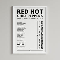 Red Hot Chili Peppers Setlist Poster - at London Stadium - June 26th, 2022