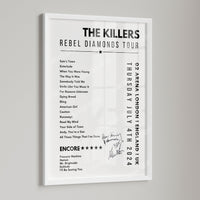 The Killers Setlist Poster - 02 Arena, London, England on July 4th, 2024