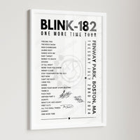 Blink-182 Setlist Poster - Fenway Park, Boston, USA - July 23rd, 2024