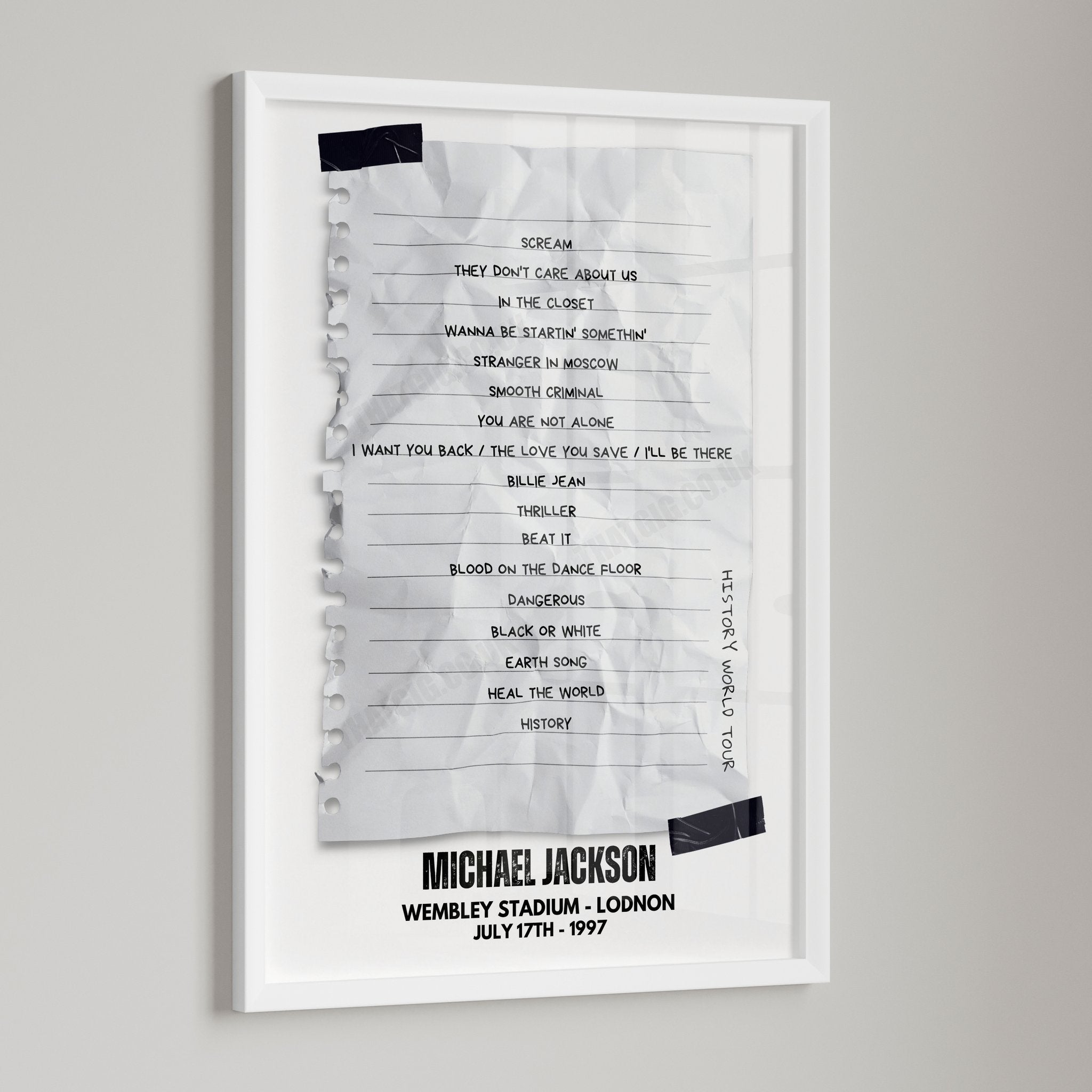 Michael Jackson Retro Setlist Poster - Wembley Stadium, London, July 17th 1997