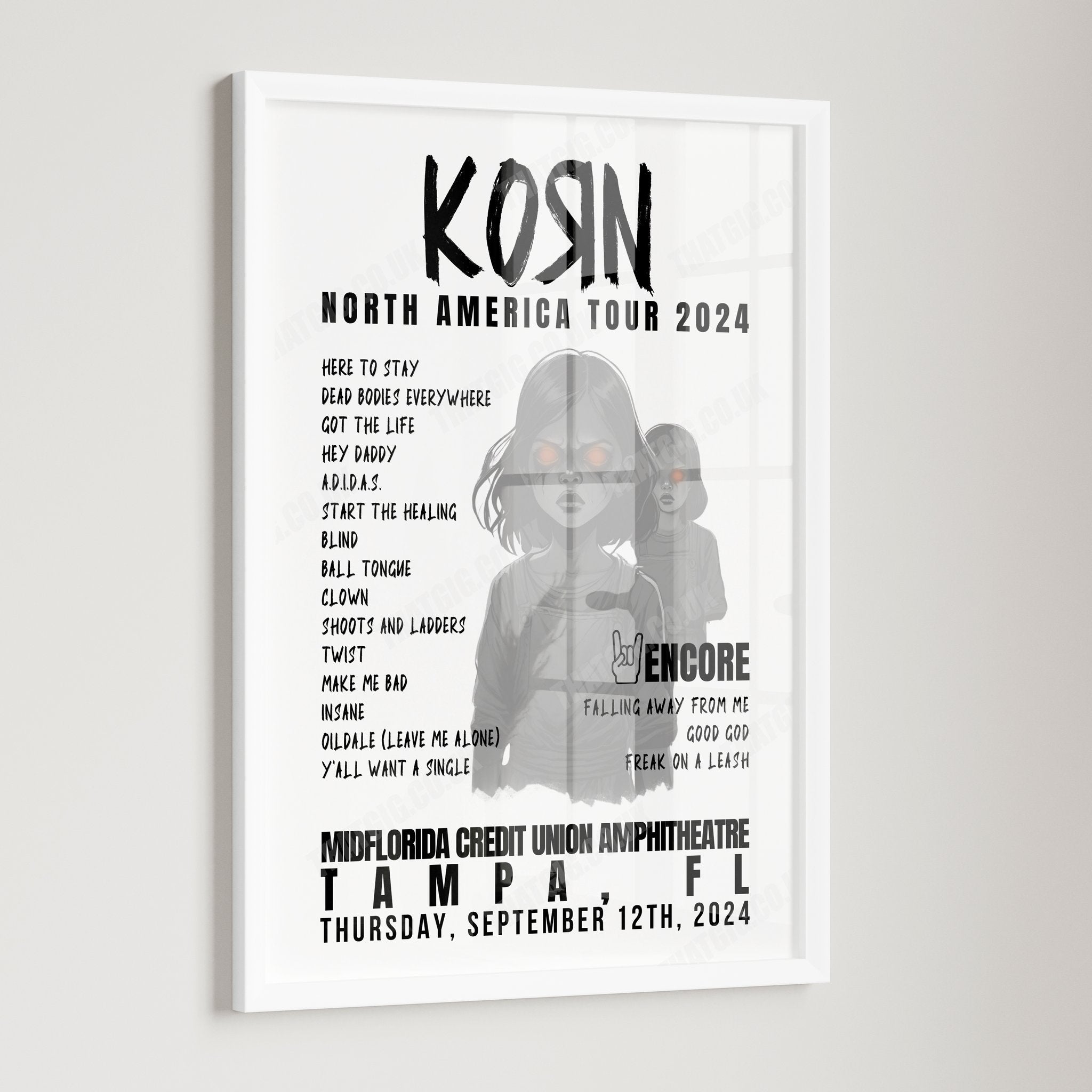 Korn Setlist Poster, Xfinity Center, Mansfield - September 21st, 2024