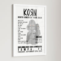 Korn Setlist Poster, Xfinity Center, Mansfield - September 21st, 2024
