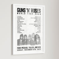 Guns N’ Roses Setlist Poster - Foro Pegaso, Toluca, Mexico - November 5th, 2023