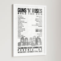 Guns N’ Roses Setlist Poster - Talking Stick Resort Amphitheatre, Phoenix - October 11th, 2023