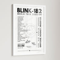 Blink-182 Setlist Poster - The O2 Arena, London - October 12th, 2023