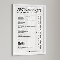 Arctic Monkeys Setlist Poster - at Glastonbury, Worthy Farm, England, on June 23rd, 2023