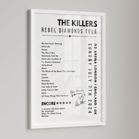 The Killers Setlist Poster - 02 Arena, London, England on July 7th, 2024