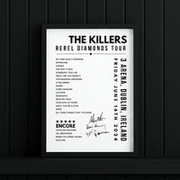 The Killers Setlist Poster - at the 3Arena, Dublin - June 14th, 2024