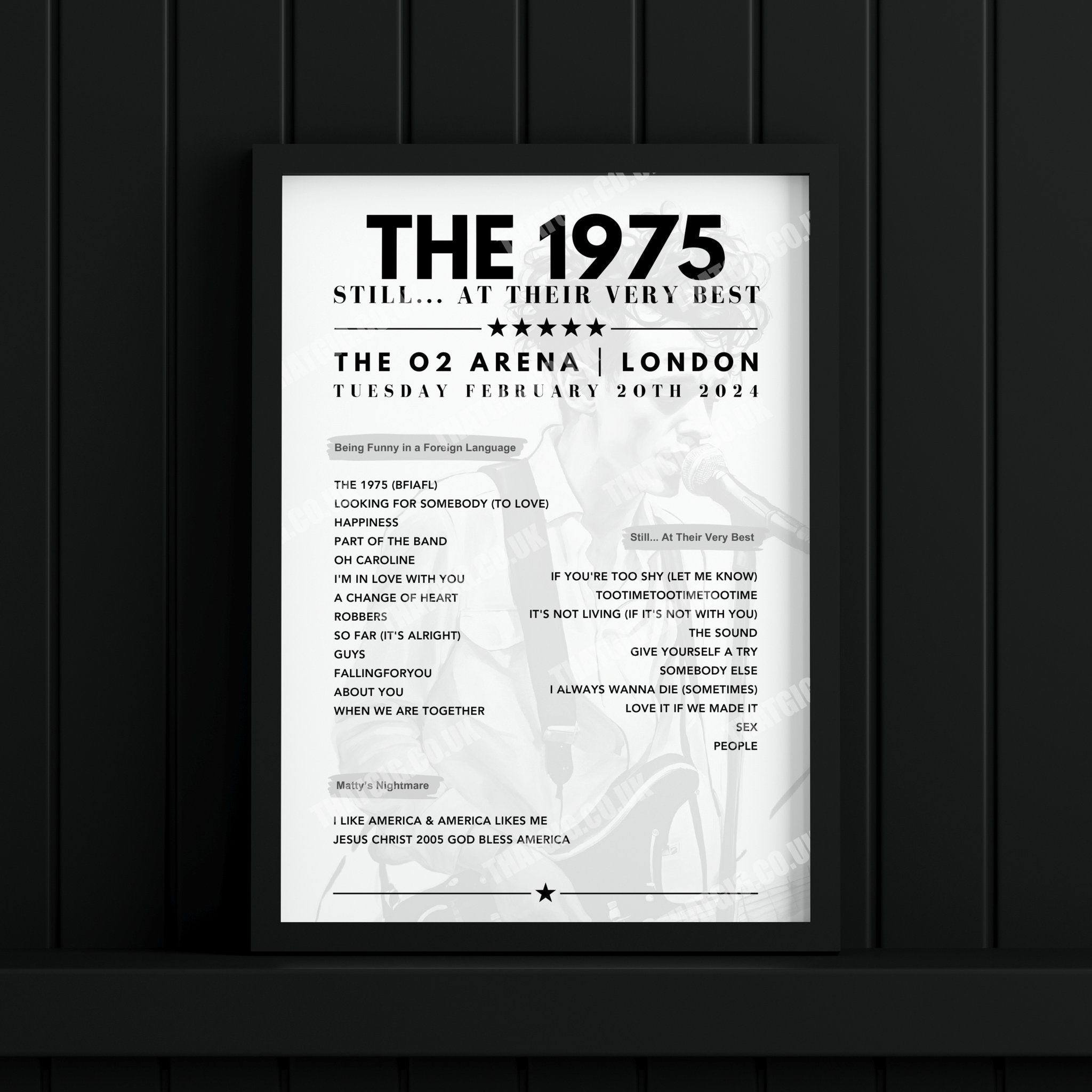 The 1975 Setlist Graphic Poster - The O2 Arena, London, February 20th, 2024